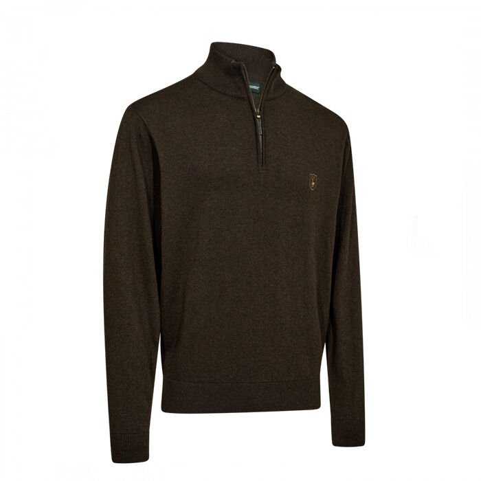 DEERHUNTER Harrington Fermuarlı Kahverengi Kazak XL